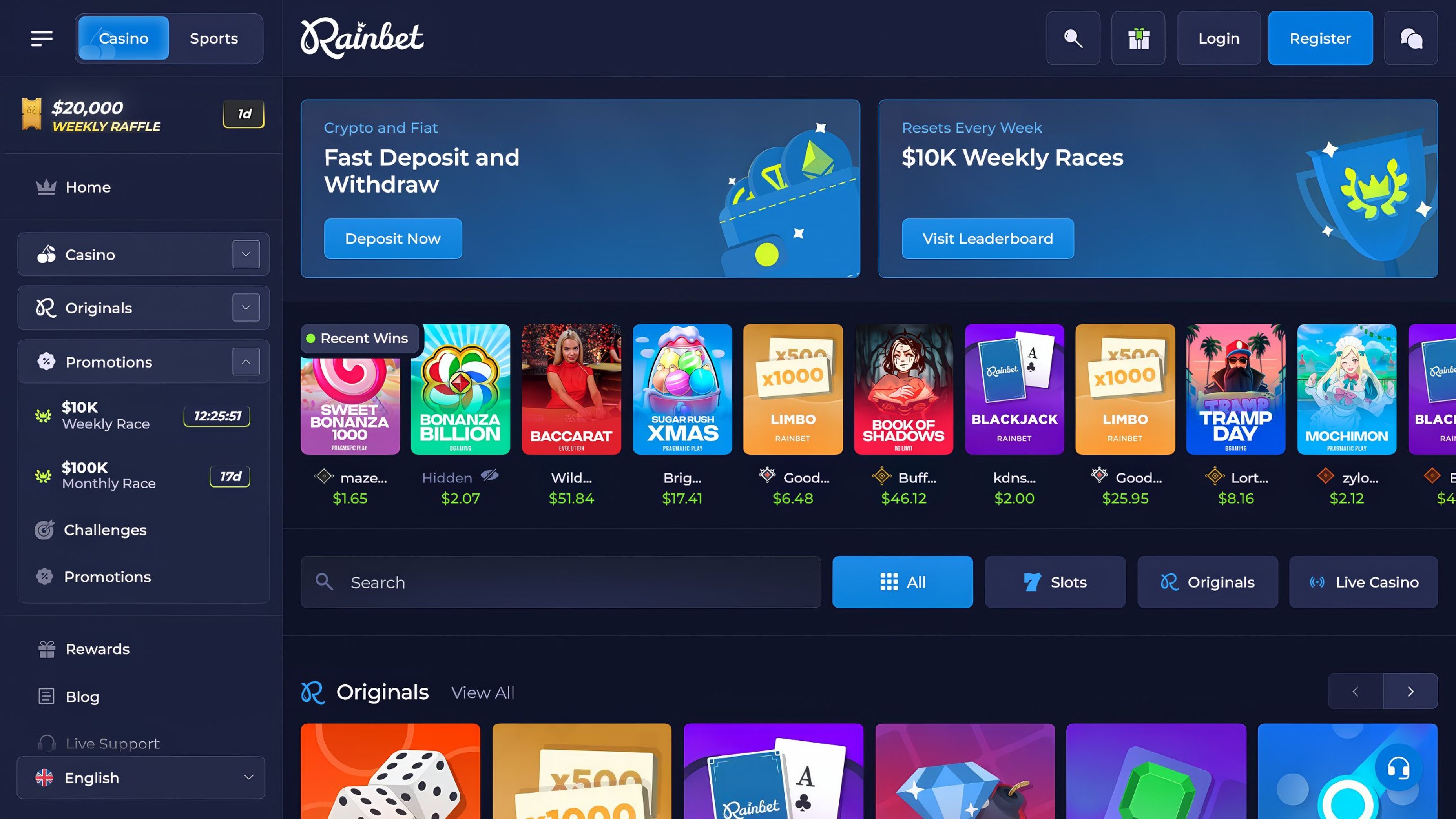 Rainbet desktop screenshot 1